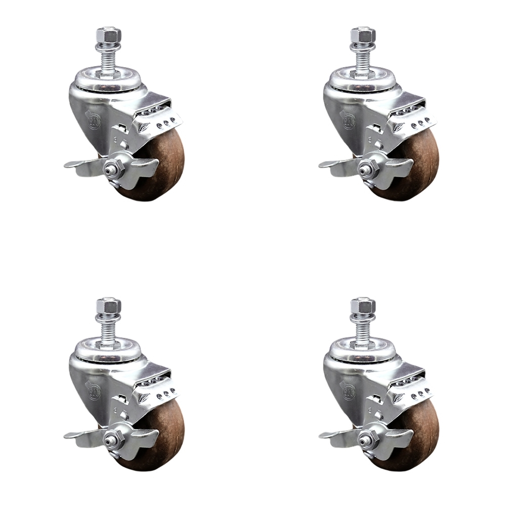 Service Caster, 3in. x 1 1/4in. Stem Casters, Wheel Diameter 3 in, Caster Type Swivel, Package (qty.) 4, Model# SCC-SSTS20S314-GFNSHT-TLB-381615-4